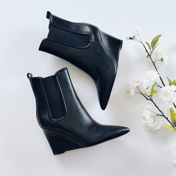 Veronica Beard Iluska Wedge Boots Black Designer - Picture 2 of 9